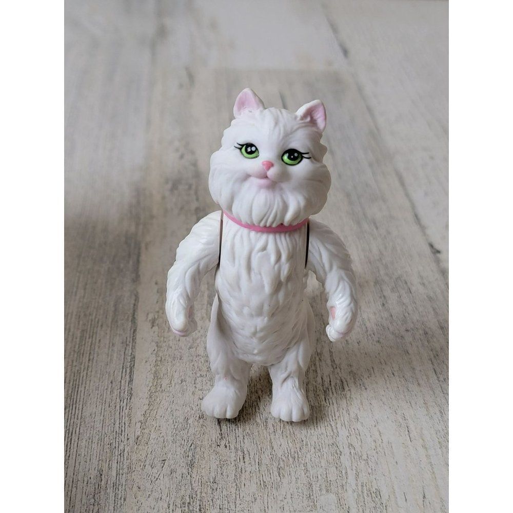 Standing‎ white hair cat collar doll accessory toy figure